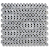 Carrara Marble Italian White Bianco Carrera 3/4" Penny Rounds Mosaic Tile Polished